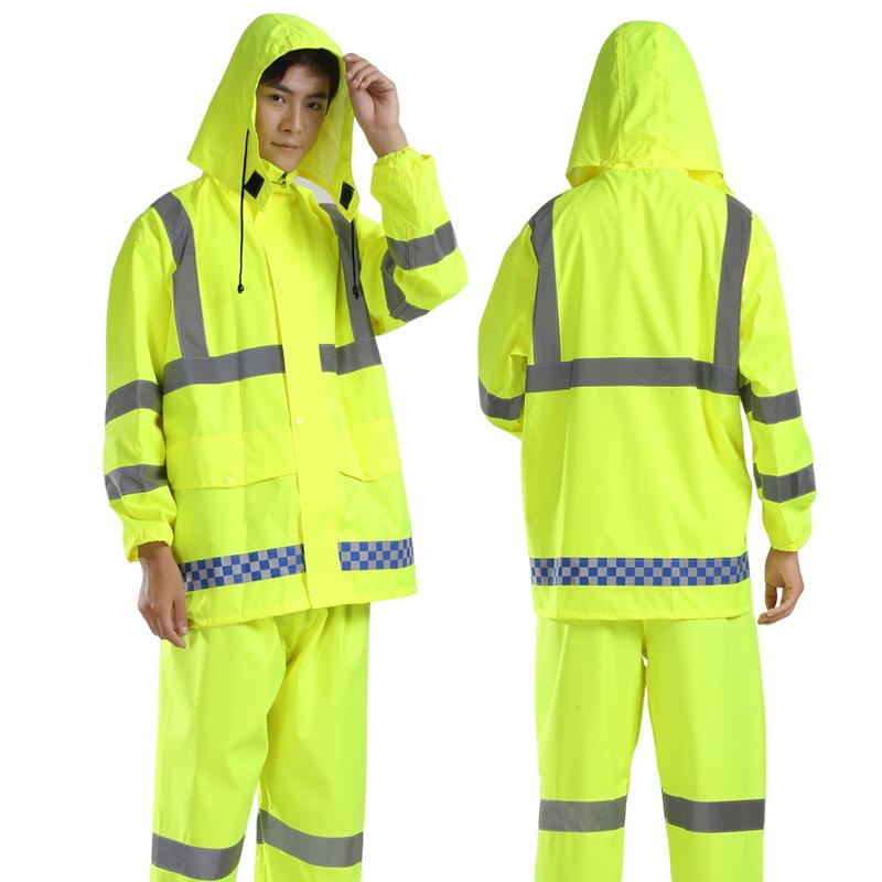 Fluorescent green split raincoat rain pants