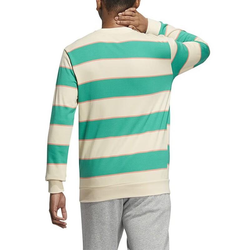Adidas Neo Striped Crew Neck Sweatshirt Unisex Tops Green IA4961