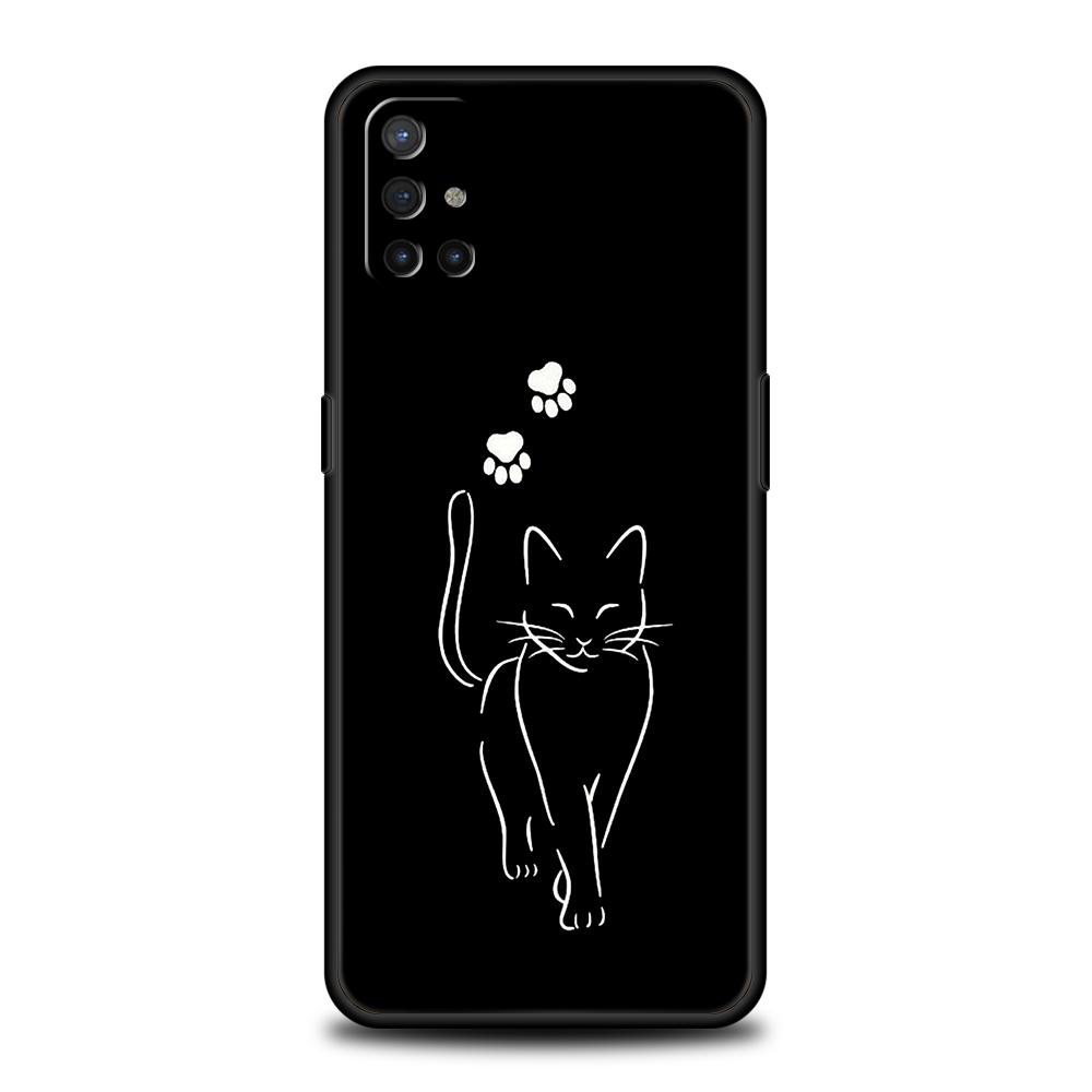 Phone Case For OnePlus 13 12 11 10 9 Pro 9T 13R 12R 10R 9R 9RT 10T 8T 8 Nord 2T CE 2 3 5G N200 N30 Cover Cat Line Black Cats