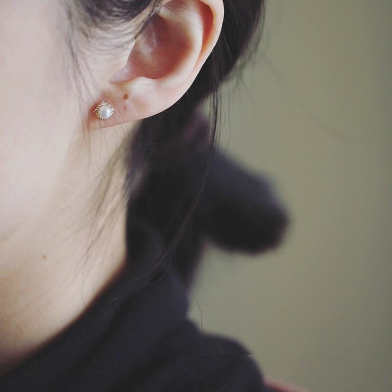925 Sterling sSilver Palace Style Vintage Pearl Stud Earrings Women Classic Fashion Mother's Day Jewelry Accessories Gift