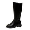 Women's Wide Width Square Heel Boots, Round Toe Slip-On Knee High Boots, Fashion Runway Long Boots for Women