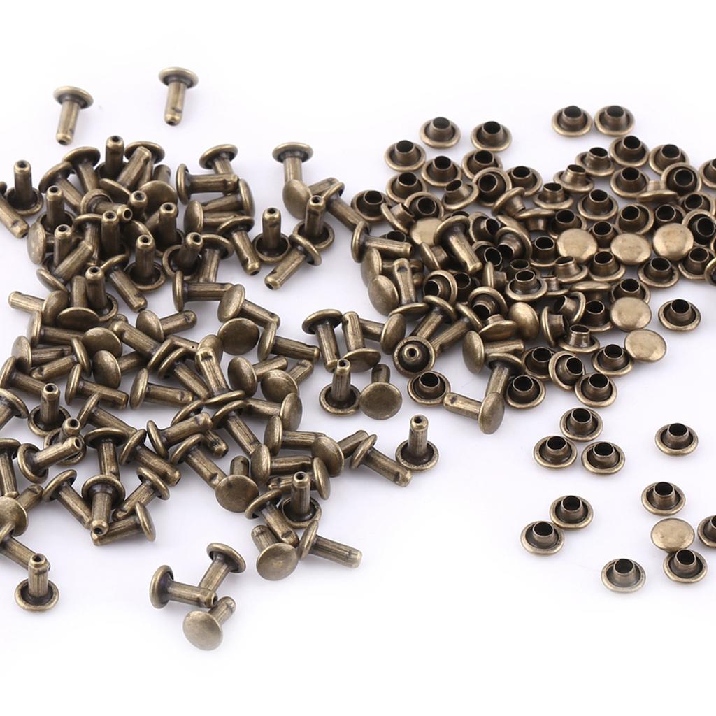 100pcs Double   Rivet Tubular Metal Leather Craft Repairs Studs Decoration
