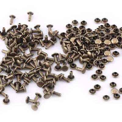 100 stücke Doppel Kappe Nieten Rohr Metall Leder Handwerk Reparaturen Studs Dekoration