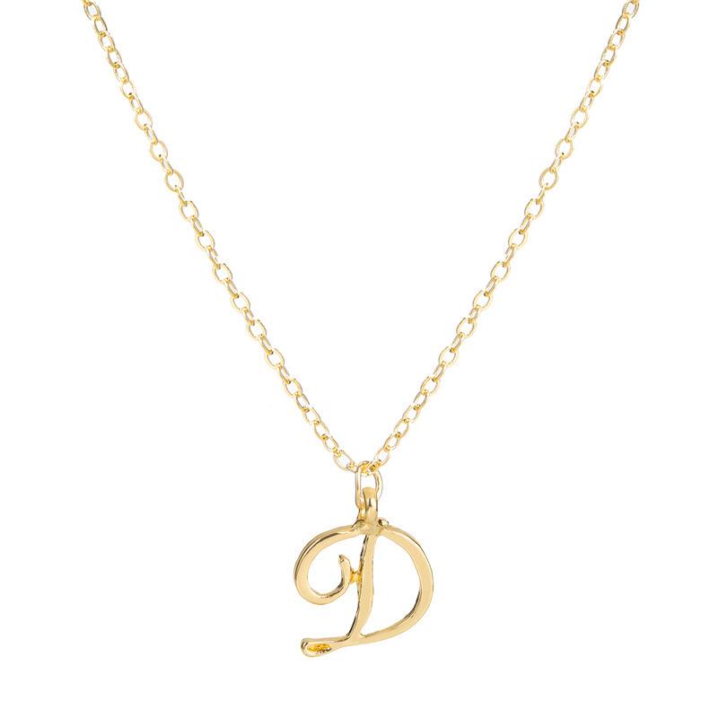 Elegant 26-Letter Uppercase Pendant Necklace: Simple and Fashionable European-American Clavicle Chain with Niche Design