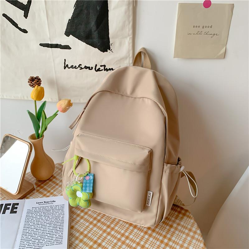 Solid Color Schoolbag College Student Backpack New Style Junior High School Student Large Capacity Backpack