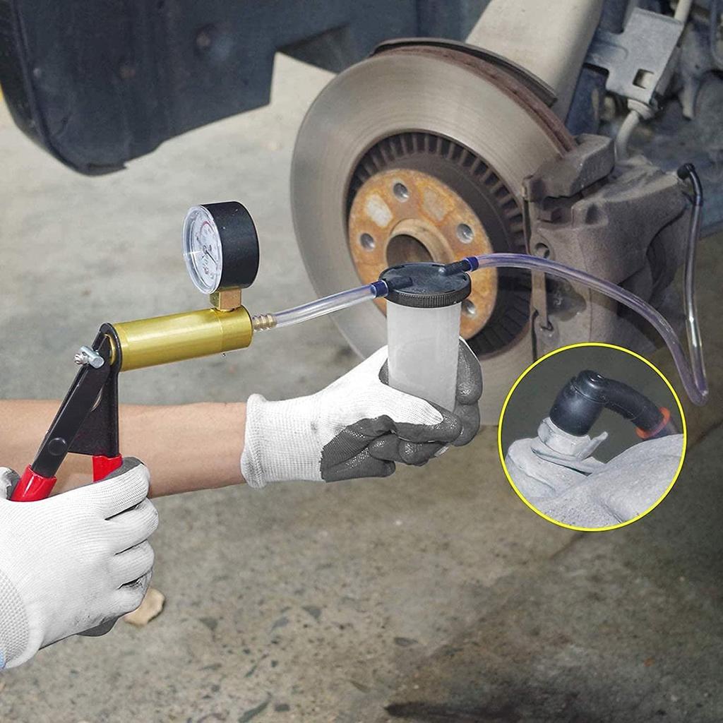 2 In 1 Brake Bleeder Kit Hand Held Vacuum Pump Test Set for Automotive with Protected Case,One-Man Brake Clutch Bleeding Tool