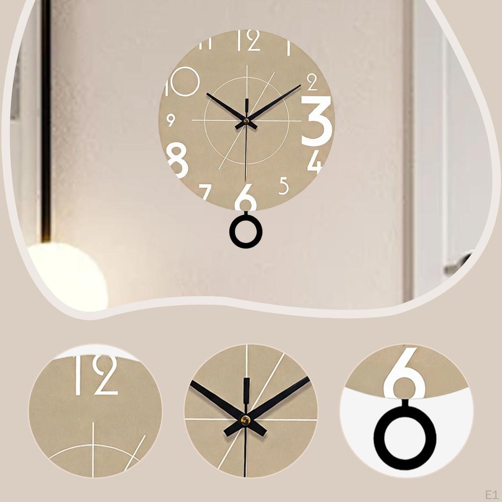Wall Clock Creative Stylish Simple Non Ticking Silent Swing Round for Bedroom Study Room