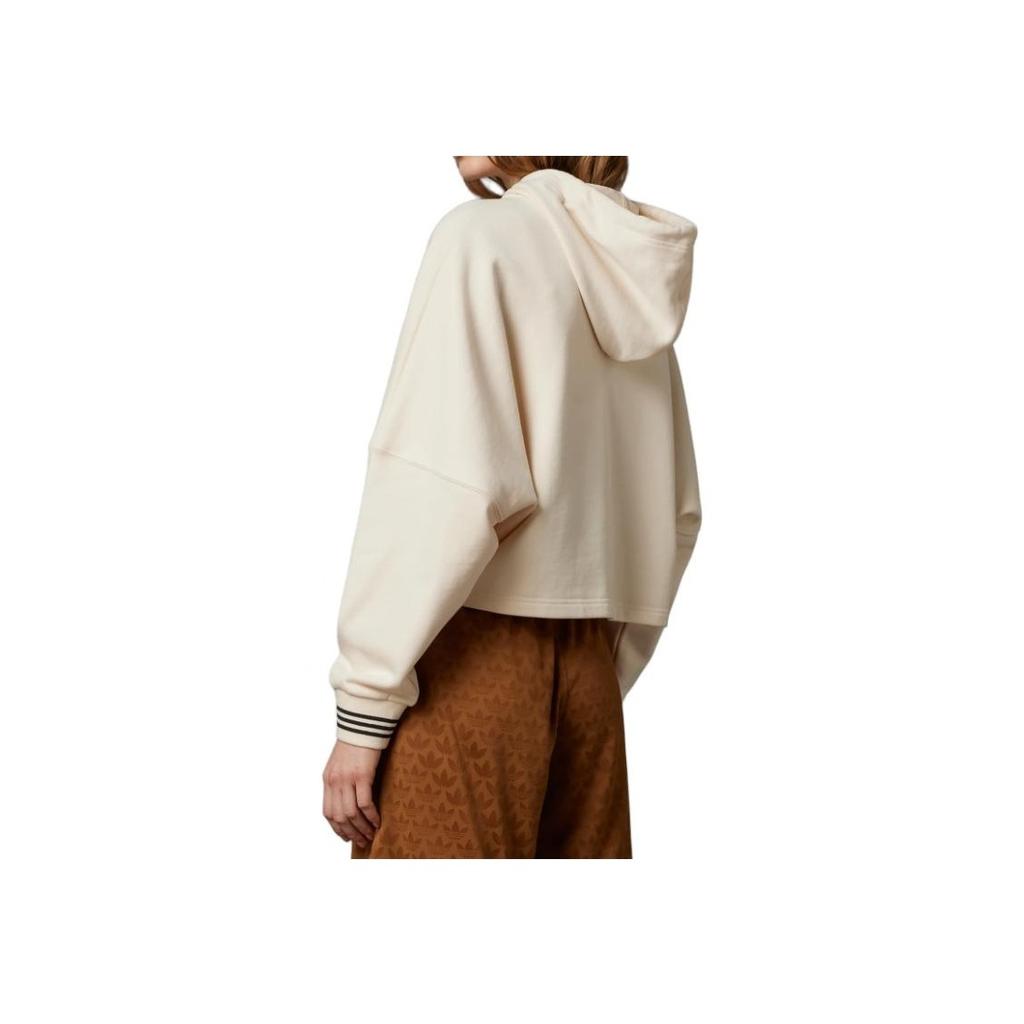 Adidas Originals Adicolor 70s Retro Series Cropped Hoodie With Brand Logo Print Women Tops Miracle-White IK7865