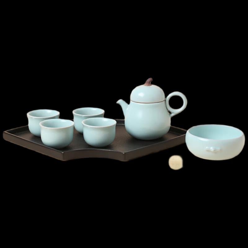 Lubao Celadon Ceramic Gongfu Tea Set with Gourd Pear Pot
