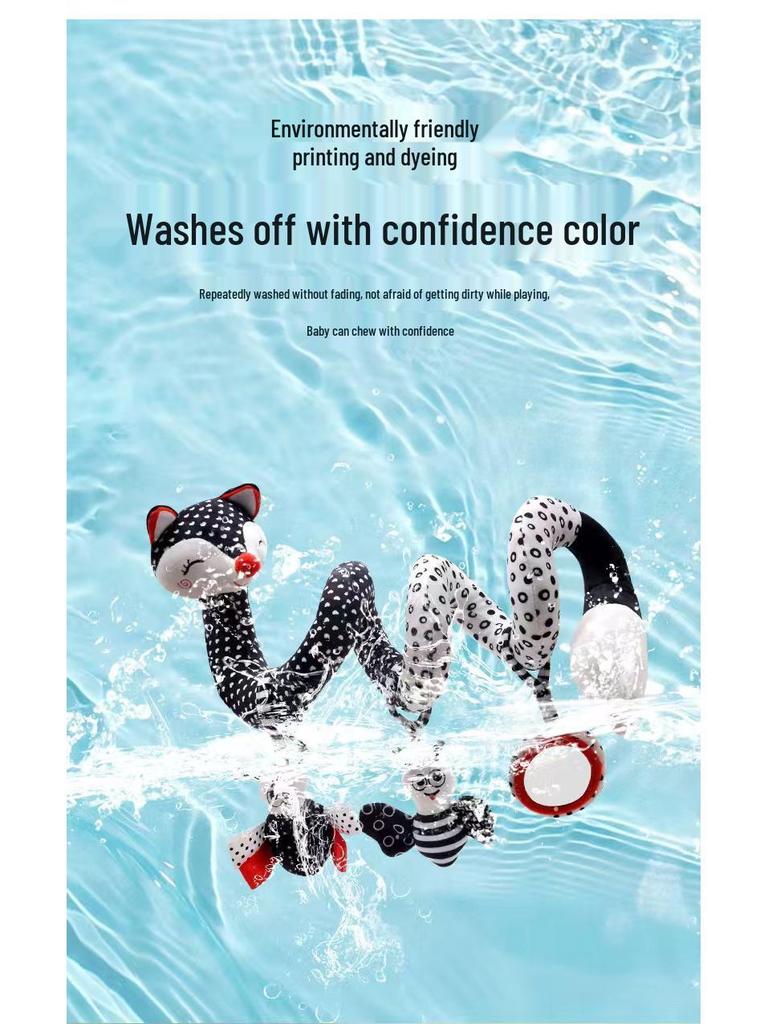 Newborn Black and White Visual Training Crib Hanging Plush Toy for Soothing Babies