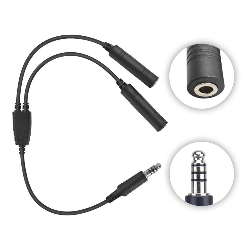 Professional U174/U Helicopter Headset Converter Cable Cord for Double Plugs Aviation Interfaces Tactical Communication
