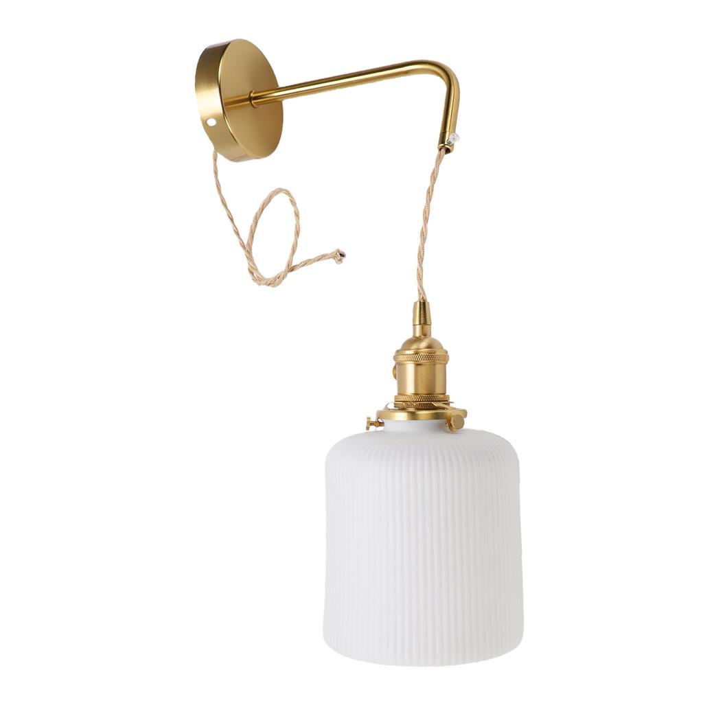 Wall Sconce Gold Brass Dimmable Bulb Frosted Finish Ceramic Lampshade Wall Light Fixture for Bedroom