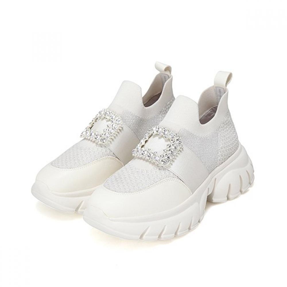 Barbara Leather Square Jewelry Women S SneakerS 6cm Bbh164wt 250mm
