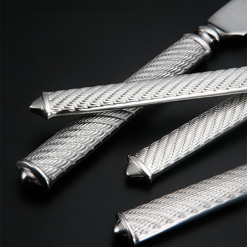 High Value 304 Stainless Steel Cutlery Set Hemp Rope Hotel Tablware Wedding Gift Luxury Knifves Forks Spoons Dinner Items