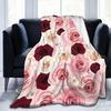Rose Blanket, Soft Cozy Floral Throw Blanket Gift for Girl Women, Fuzzy Comfy Flannel Blanket for Couch,Travel,Bed,House Decor