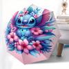Stitch, Blumen Automatisches Öffnen und Schließen Regenschirm 8 Rippen Winddicht Tragbarer Faltregenschirm, Geeignet für Freizeit- und Geschäftsreisen, für Gi