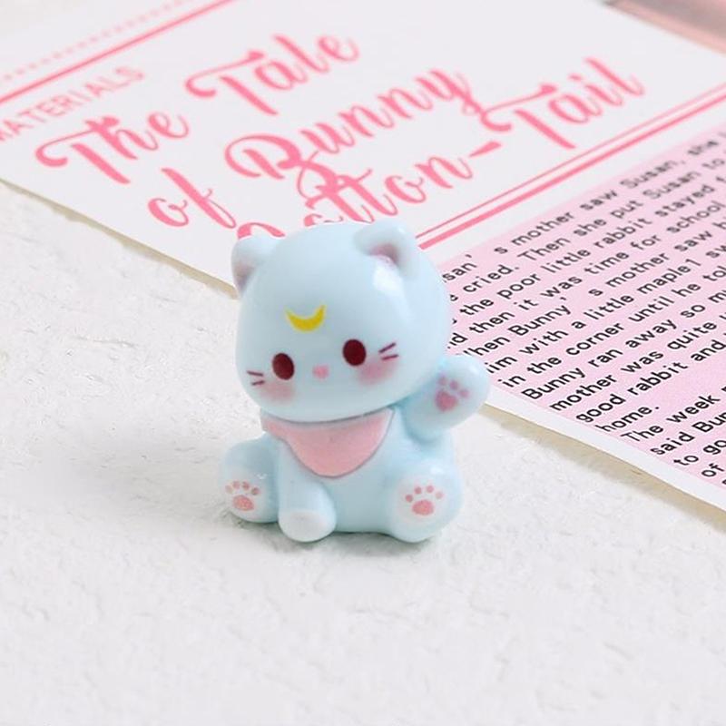 

3 шт./пакет Милі фігурки котів, що махають лапками, Автомобільні прикраси, Мініатюрний щасливий кіт, Домашній настільний декор, Аксесуари для DIY, Іграшка для лялькового будиночка, Подарунки синій