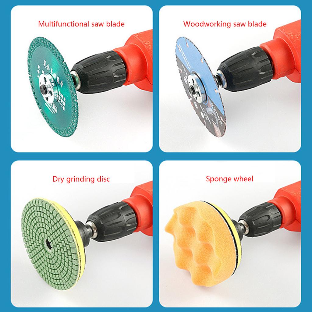 Elektrická vrtačka, konverzní úhelník/bruska, ojnice kompatibilní s adaptérem držáku rukojeti lešticího kotouče a řezného kotouče