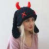 Funny Devil Horns And Rabbit Ears Soft Hat For Christmas Halloween Cosplay Costume Party