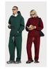 2025 Autumn/Winter Fleece-Lined Hooded Sweatshirt & Pants Set – Men's Trendy European/American Basic, Solid Color, 510g.