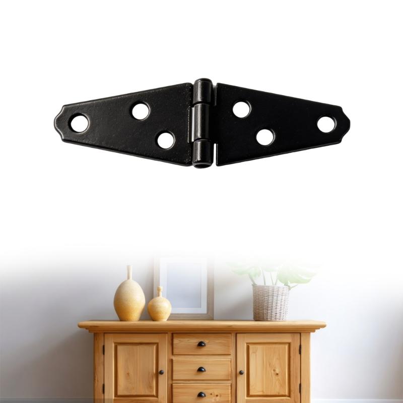 6Pcs Decorative Strap Hinge Black Shed Door Gate Hinges Heavy Duty Door Hinges with Screws for Fence Wood Gate Cabinet Door