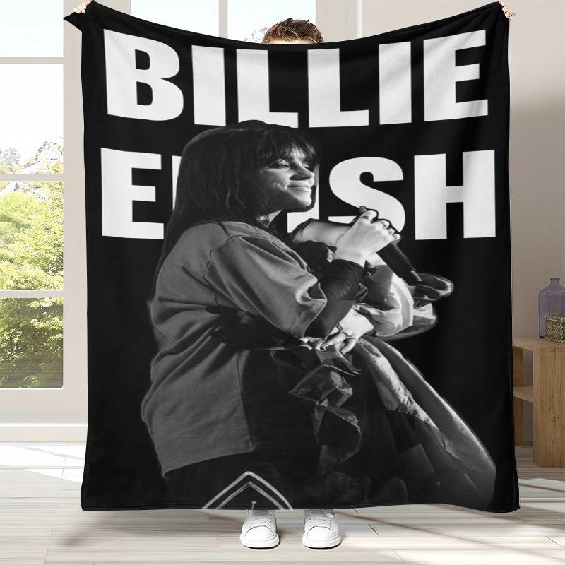 Fashion Billie Eilish Singer Star Flannel Blanket,Ultra Soft Warm Plush Throw for Home Bedroom Bed Sofa Cover Office Camping