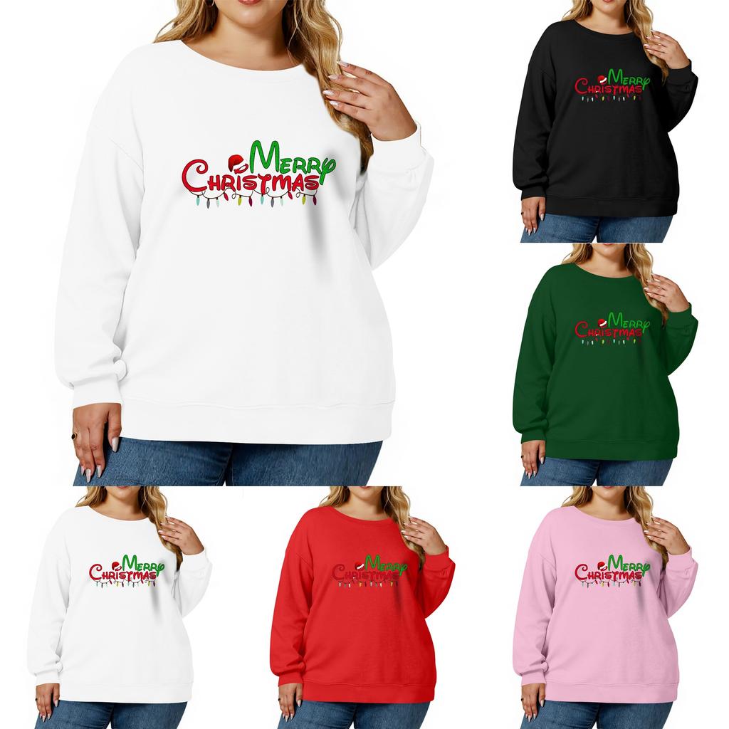 Women's Fashionable Casual Plus-Size Long Sleeve Pullover Printed Sweatshirt