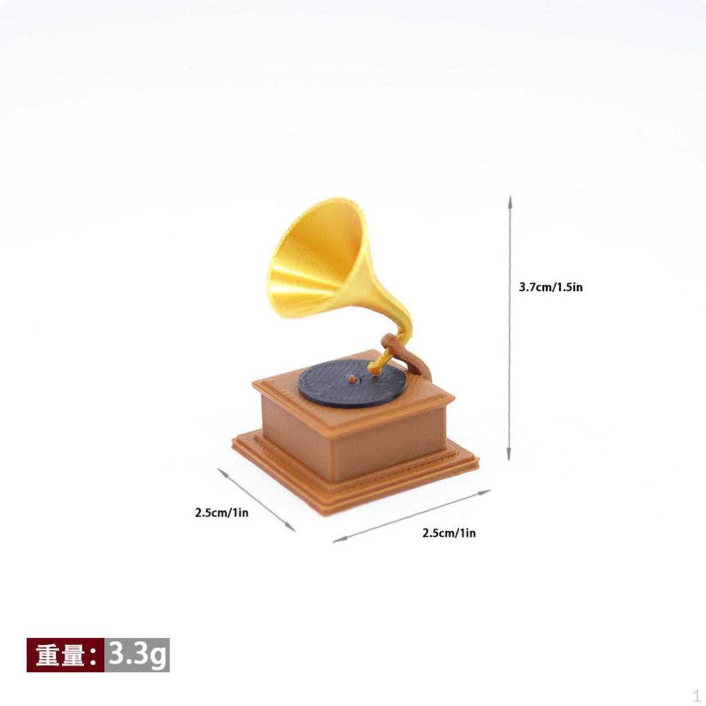 Vintage Gramophone Miniature Retro Style Phonograph Model Photography Prop 1:12 Scale