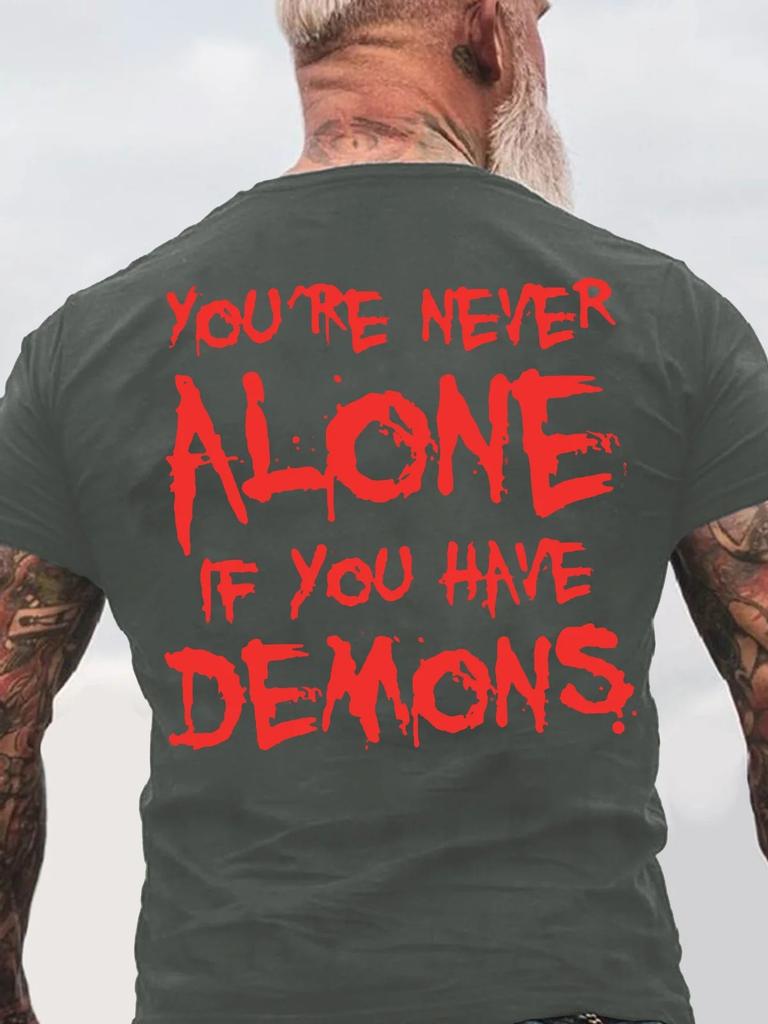 Unisex Dark Demon Gothic Backprint Graphic Oneck Tshirt Loose Oversize Short Sleeve Punk Streetstyle Tops For Summer Daily Wear