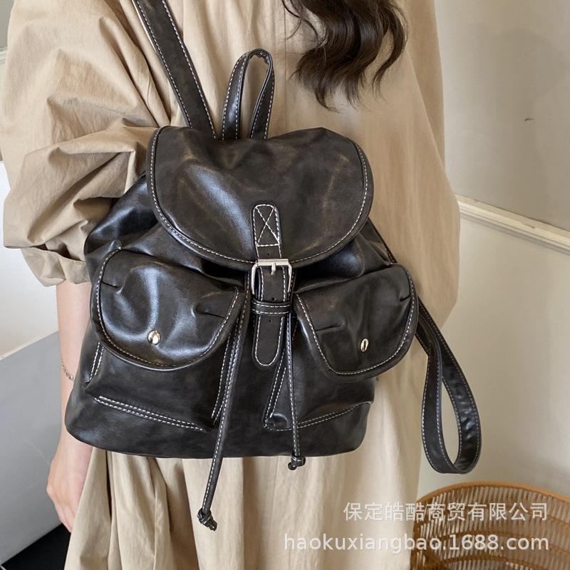 Schoolbag niche design bag 1011 new fashion casual backpack women's portable Korean version schoolbag retro going out backpack