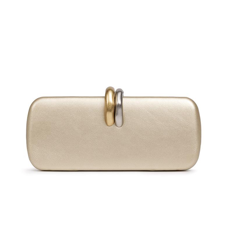 Borsa da sera di lusso firmata da donna, pochette rigida a forma di scatola, impreziosita da anello metallico, borsa a tracolla con catena, borsa a tracolla