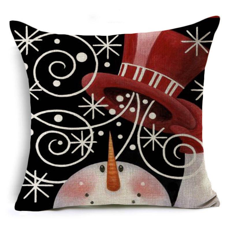 Christmas Merry Christmas Snowman Linen Pillow Case Office Cushion