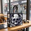 Gothic Skull Pattern Large Shoulder Tote Bag for Daily Outdoor Shopping Use