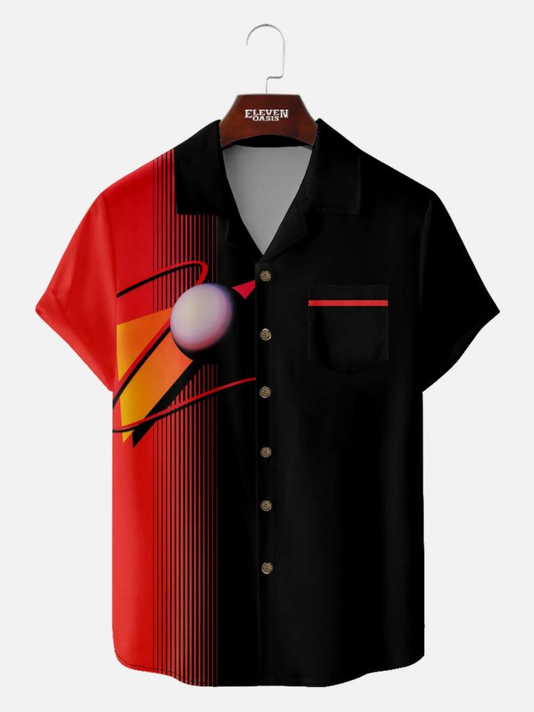 Men's Hawaiian Shirt Summer Casual Fun Hawaiian Pop Art Triangle Print Button Lapel Short Sleeve Shirt Men's Short Sleeve Shirt