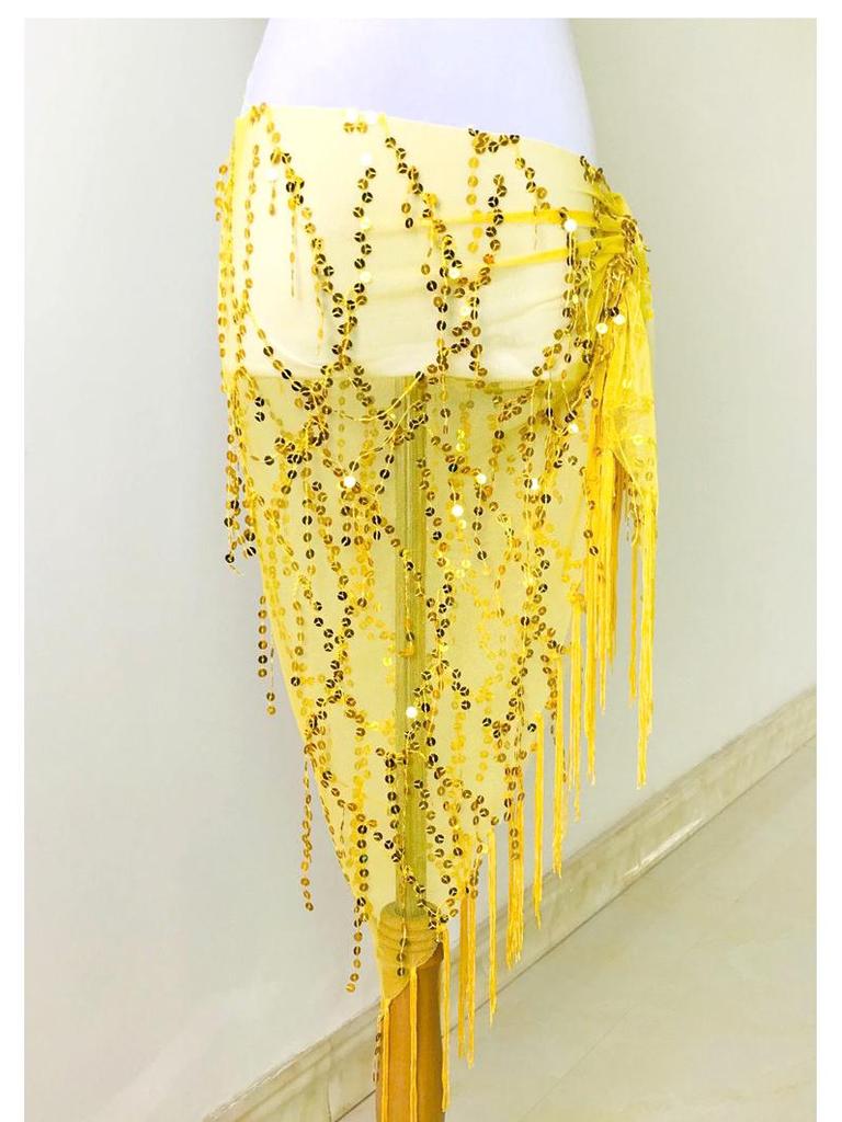 Halloween Belly Dance Sequin Tassel Hip Scarf for Beginners