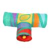 3 Way Small Pet Tunnels Collapsible Portable Polyester Tunnels Toy with Hanging Elastic Hairball for Ferrets Hamsters