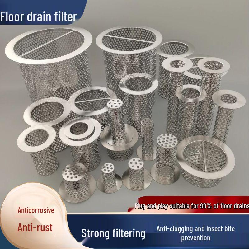 Filtro per Scarico Capelli Anti-Intasamento in Acciaio Inossidabile e Copertura a Rete Anti-Insetti per Lavandini del Bagno.