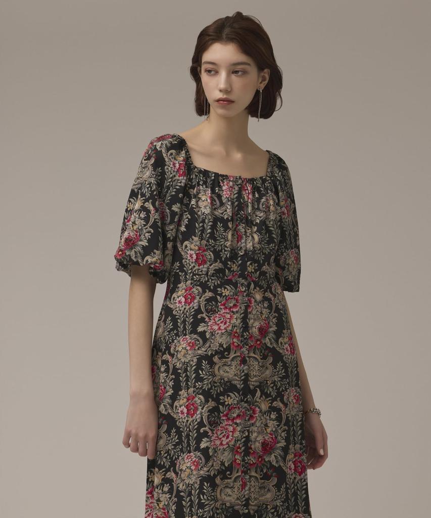 [Grace Continental] Vintage Flower Print Dress