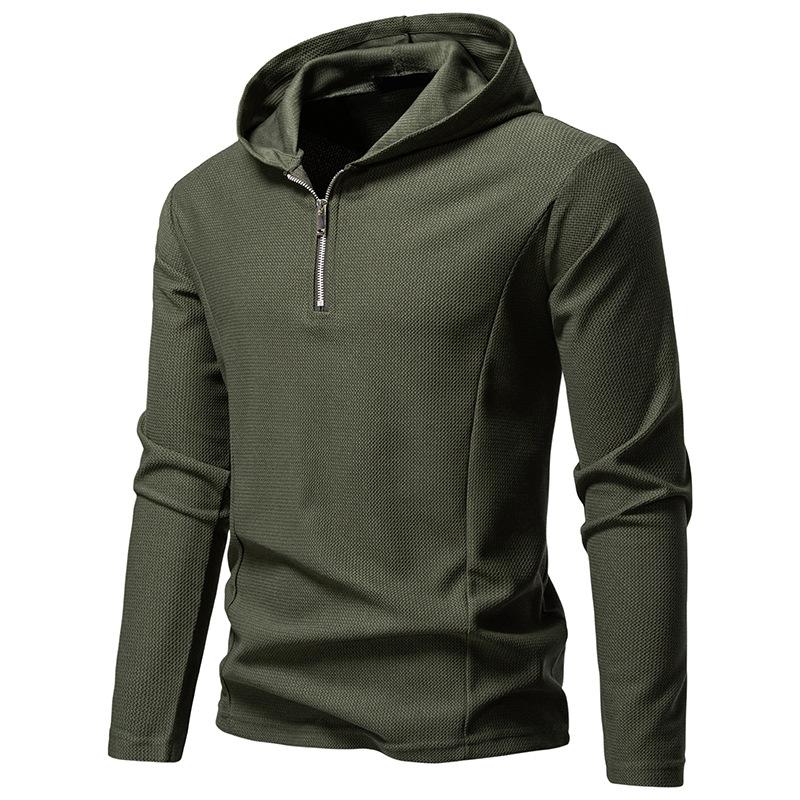 

Мужская толстовка с капюшоном на молнии до середины, повседневный пуловер для мужчин, осенне-зимняя теплая текстурированная толстовка с длинными рукавами, многоцветный мужской модный топ XXL зелёный