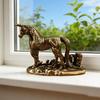 Statuetă Cal din Alamă Vintage Lucrată Manual Metal Artă de Birou Statuie Decor Feng Shui pentru Casă Birou Raft de Cărți Cadou Creativ pentru Colecționar