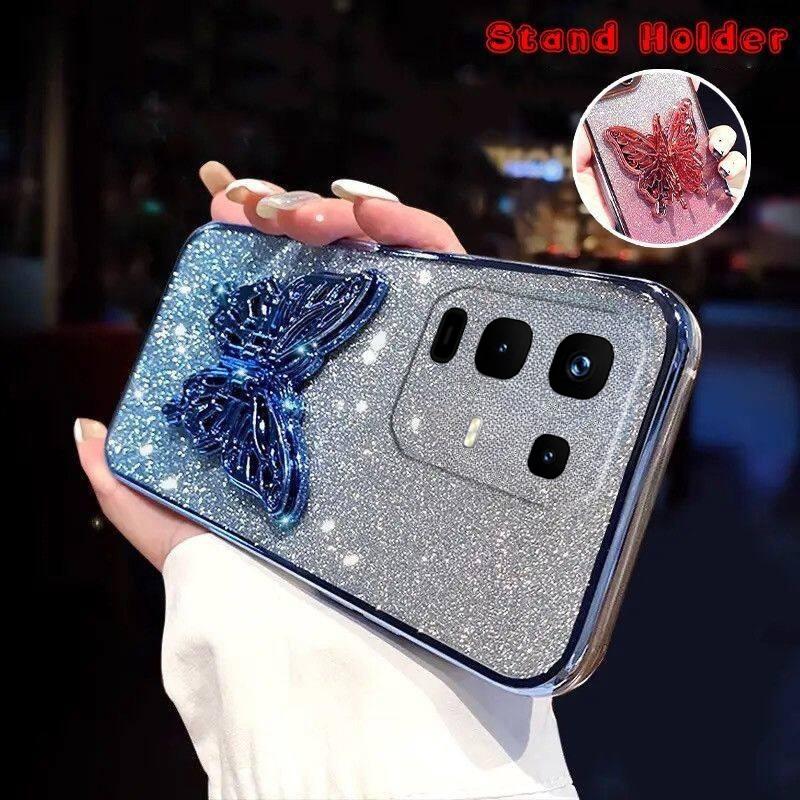 For infinix Note 50S 50X Case with Cute Butterfly Stand Luxury Slim Gradient Clear Plating Glitter Girls for infinix Note 50X 50S Back Cover
