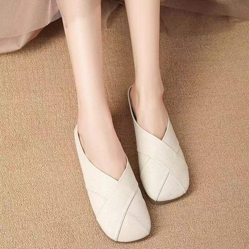 Baotou half slippers women's and women's new summer outer wear soft bottom versatile flat bottom square head cool slippers