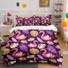 Pink Flamingos and Tropical Leaves Bedding Duvet Cover Set Duvet Cover Pillowcases (1*Duvet Cover 2*Pillowcases, Without Duvet Insert)