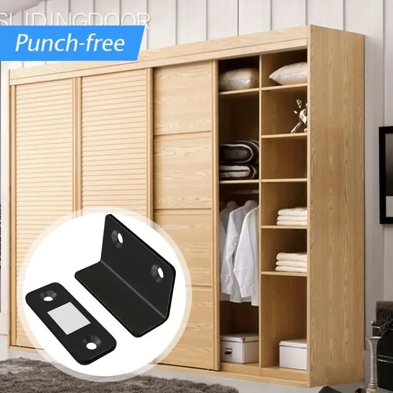 2 Pack Alloy Magnetic Door Catches Latch- Invisible Strong Adhesion, Drill-Free Mount, Seamless Release - Ideal for Cabinets, Wardrobes, Sliding Doors
