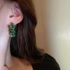 Emerald Oval Crystal Hoop Earrings for Women Fashion Rhinestone Design Circle Earrings 2023 Trend Girls