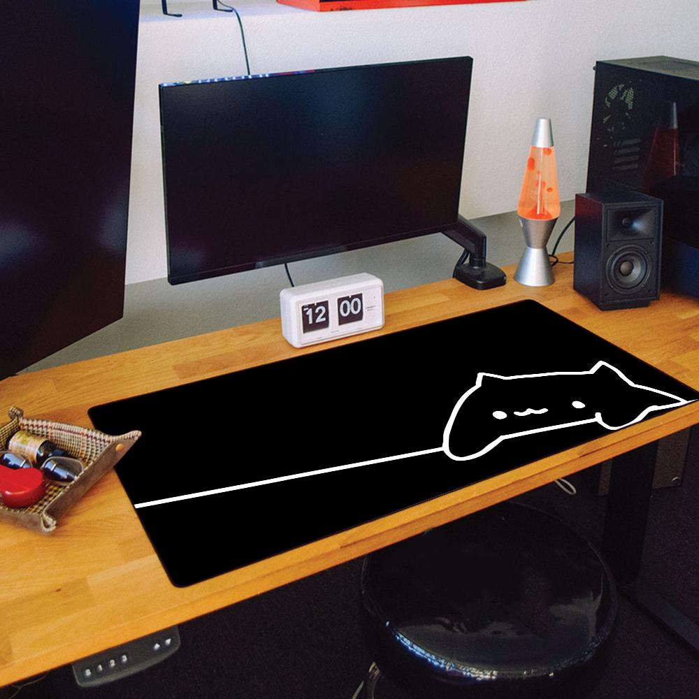 Bongo Cat with Paws In the Corner T Mouse Pad Large Desk Mat Keyboard Ergonomic Office Rubber PC Non-slip Anti-fray Home Custom