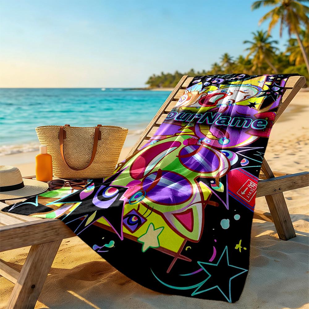 Digital Circus Customized Name Beach Towel Super Soft & Absorbent Portable for SwimmingBeachCamping Travel Beach AccessoriesGym