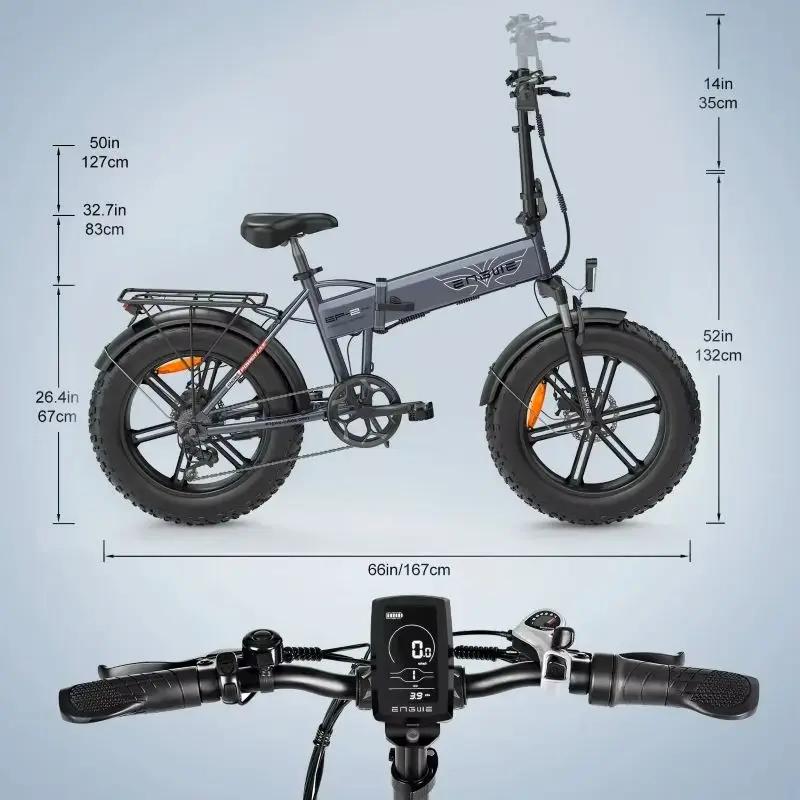 ENGWEI EP-2 Boost Electric Bicycle 250W Motor 48V13AH Removable Battery E-Bike 20Inch Fat Tire All Terrain Folding Electric Bike