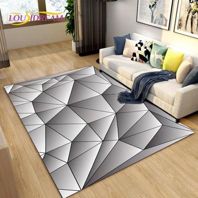 Koberec s 3D abstraktní geometrickou optickou plochou,Koberec do obývacího pokoje, Ložnice, Síťovaná kovová textura vstupní rohožka Protiskluzová podlahová rohož