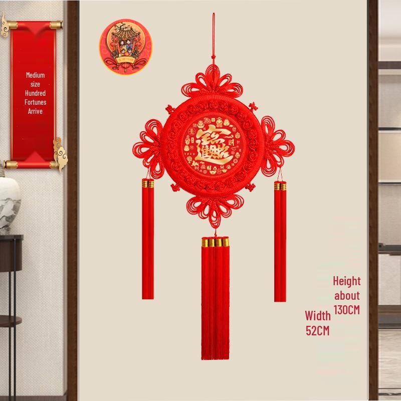 Large Chinese Knot Pendant - Fu Character Ornament for Living Room, Foyer & Entrance, New Year Decoration